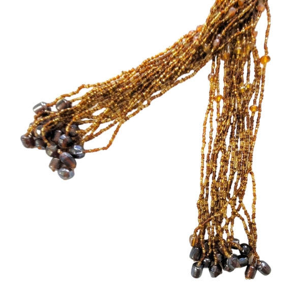 Bijoux Terner NWT Brown Glass Seed Bead Long Ethnic Lariat Necklace - Picture 3 of 4